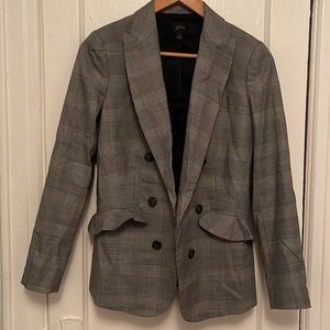 J. Crew Glen black and white Plaid wool blazer sz 2